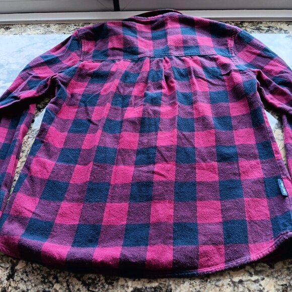 Small Tokyo Laundry Shirt Womens Red Or Pink Navy Check Button Up Japan Plaid - Picture 8 of 11